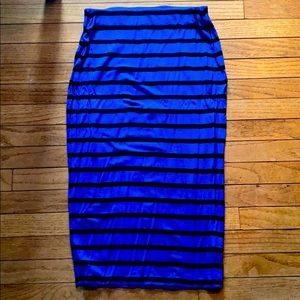 Blue and Black Striped Skirt